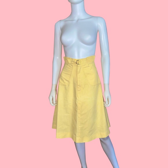 Vintage Yellow High Waisted Skirt - Picture 1 of 7